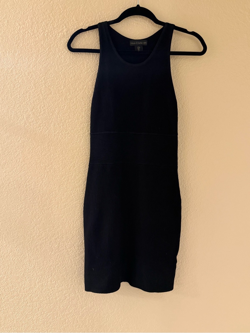 House of Harlow 1960 Black Ribbed Sleeveless Mini Dress